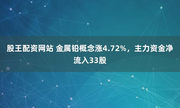 股王配资网站 金属铅概念涨4.72%,主力资金净流入33股