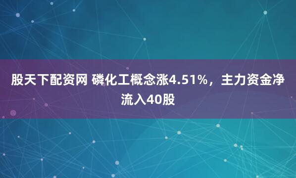 股天下配资网 磷化工概念涨4.51%，主力资金净流入40股